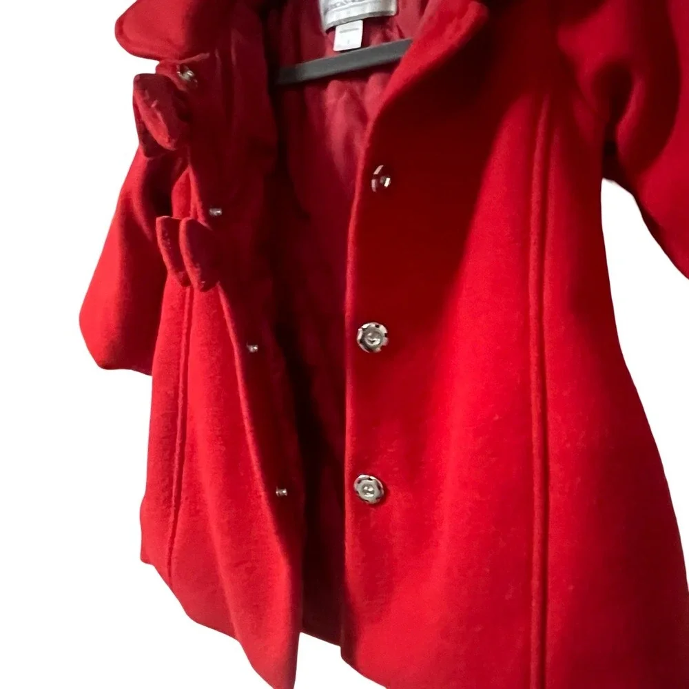American Widgeon Girls Red Fleece Bow‎ Coat A-Line Jacket Size 2